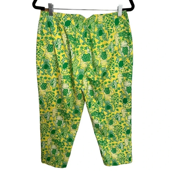 Lilly Pulitzer Ankle Frog Green Pockets Tropical Crop Capri Pants Size 10 - Picture 7 of 12